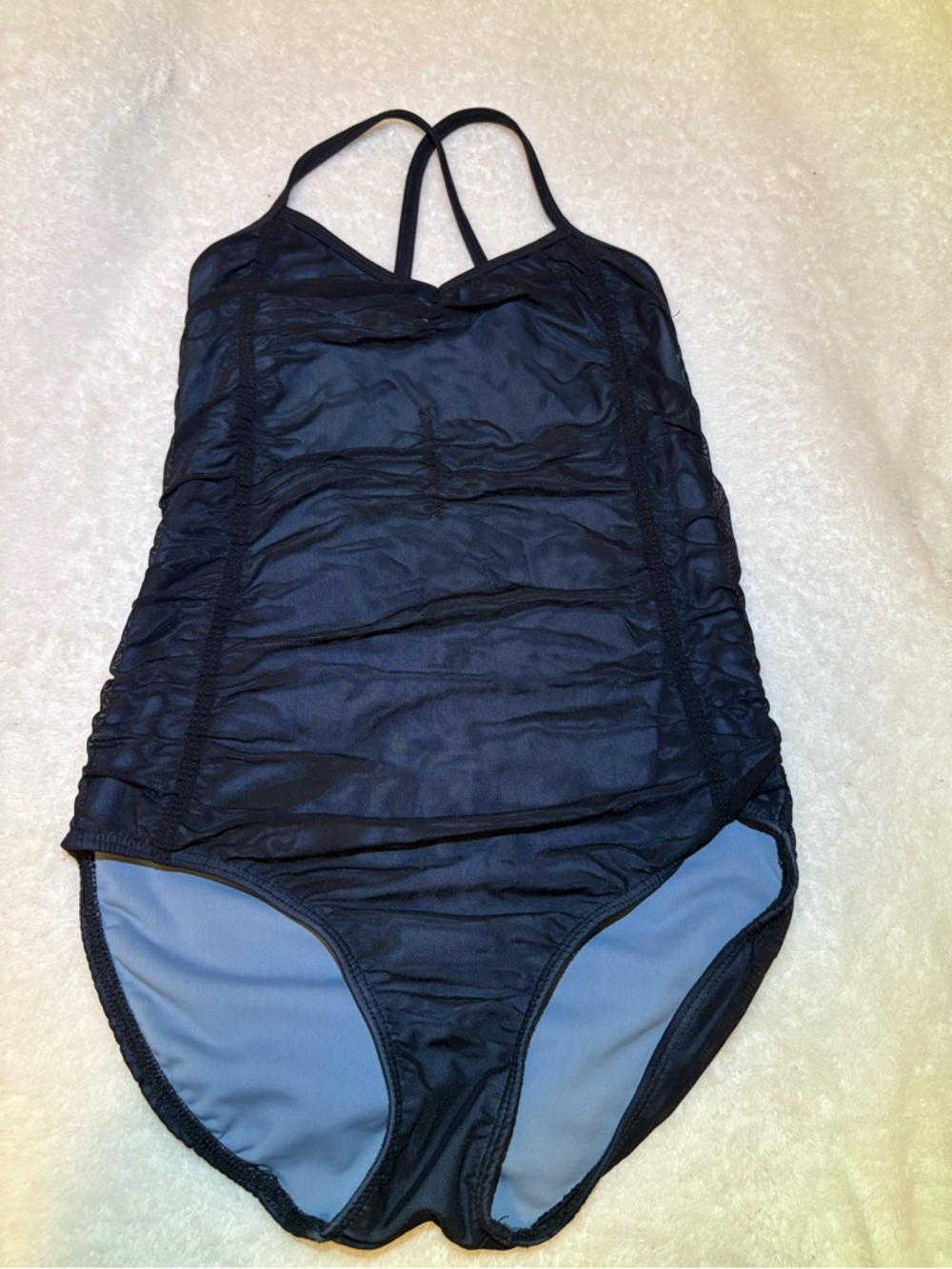 Five Dancewear Black Mesh Leotard With Blue Undertone